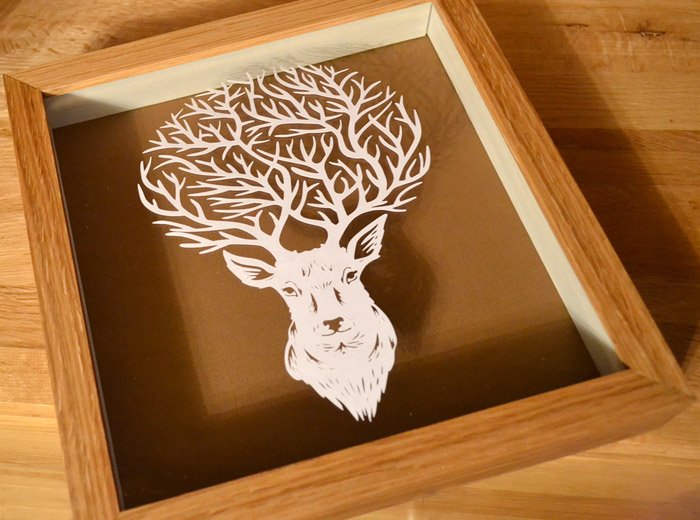 Reindeer Stag Papercut Template PDF PNG for handcutting & SVG file for Silhouette Cameo or Cricut - digital download
