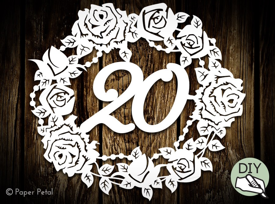 20th Birthday Papercut Template Poster Commercial License PDF PNG SVG file - digital download