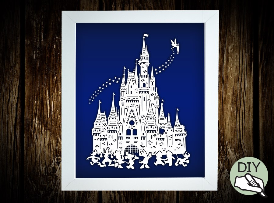 Magical Kingdom Castle Papercut Template Poster PDF PNG & SVG, File for Silhouette Cameo or Cricut - digital download