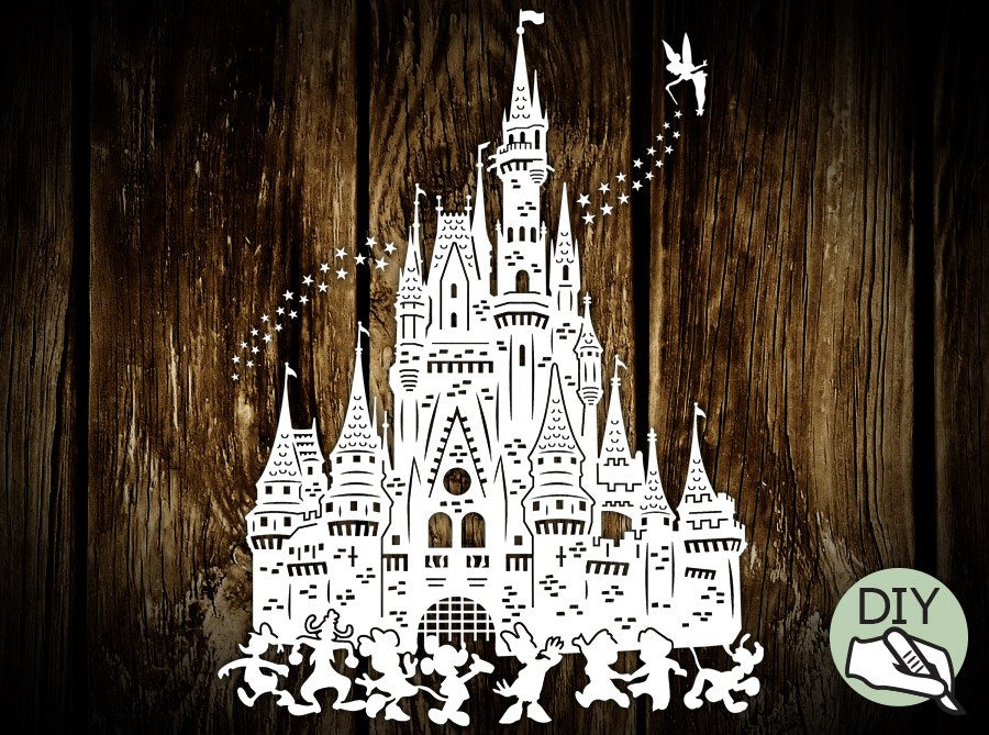 Magical Kingdom Castle Papercut Template Poster PDF PNG & SVG, File for Silhouette Cameo or Cricut - digital download