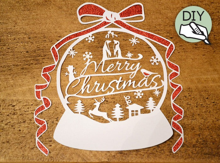 Papercut DIY template Christmas Snowglobe - digital download